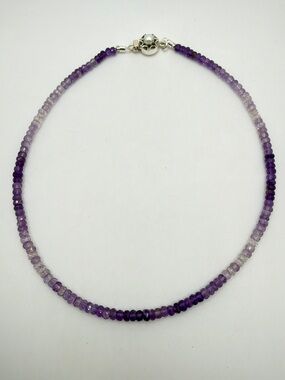 NWOT 18" Ombre faceted AMETHYST 5mm beaded necklace w/ 925 pearl insert clasp!